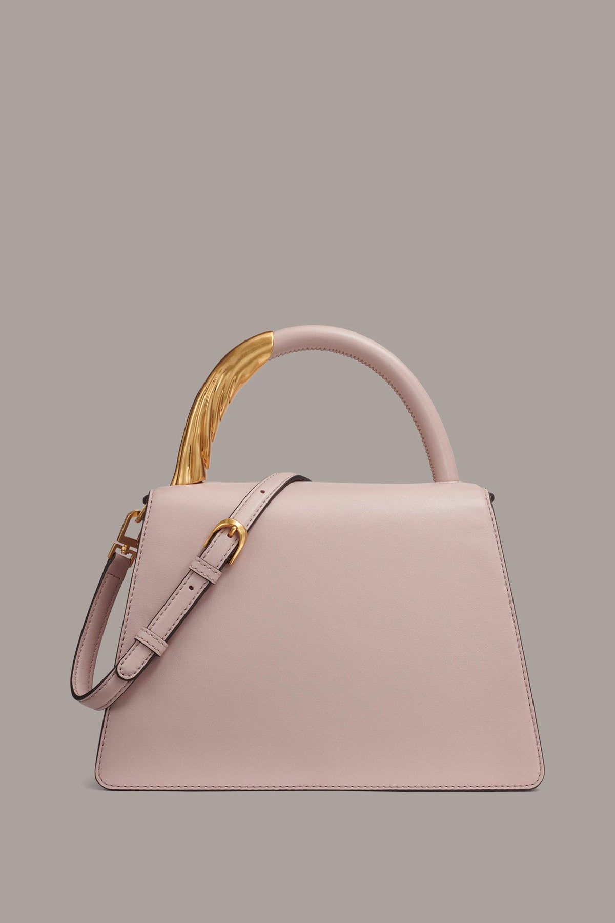 TULLE GOLD-TRIMMED SATCHEL BAG - SHADOW PINK
