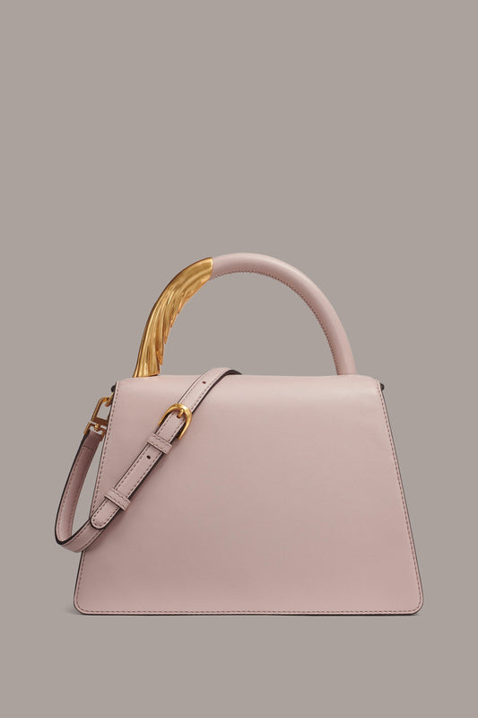 TULLE GOLD-TRIMMED SATCHEL BAG - SHADOW PINK