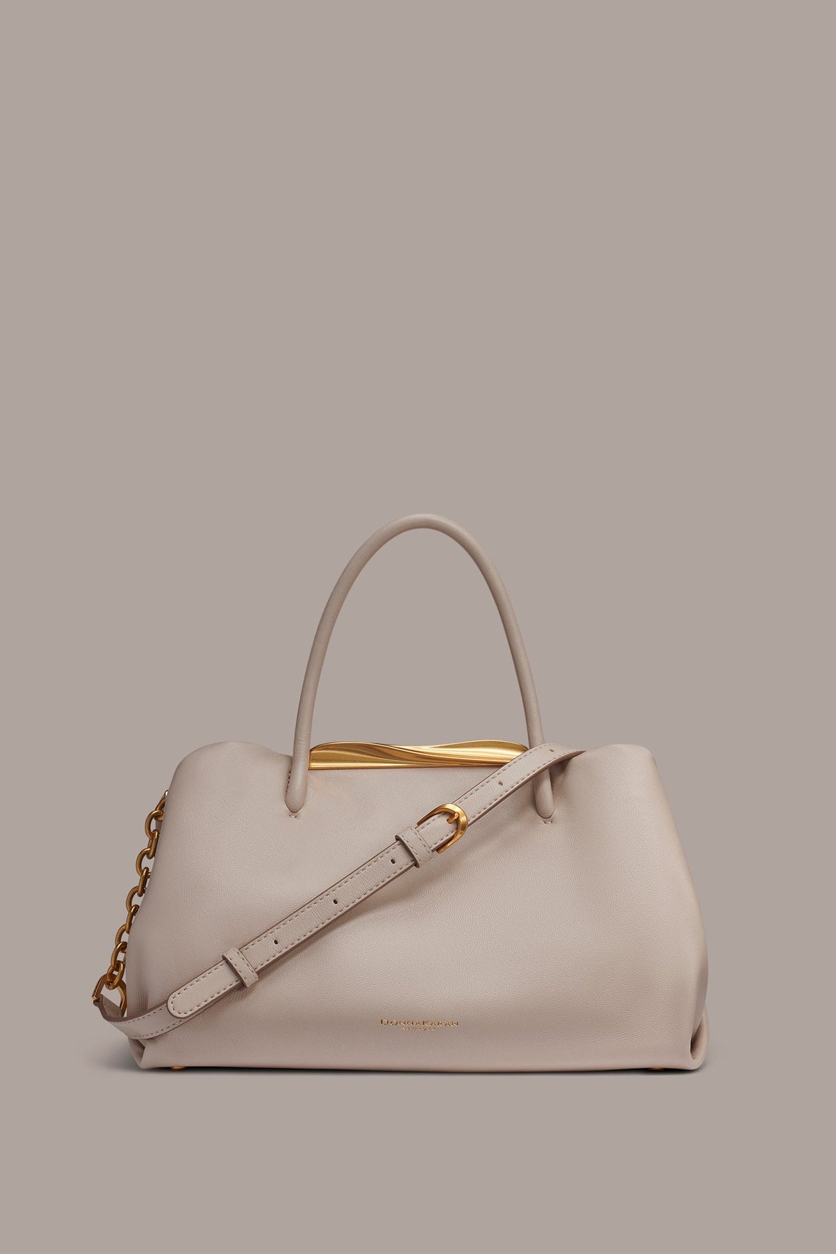 POPLIN LEATHER SATCHEL BAG - Sand