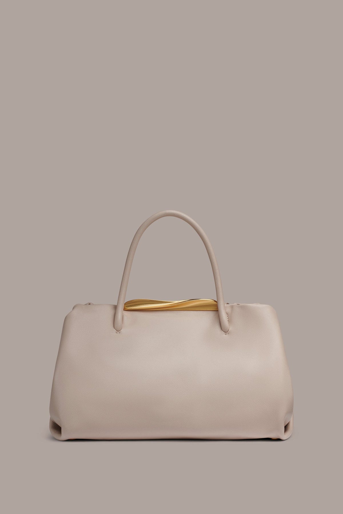 POPLIN LEATHER SATCHEL BAG - Sand