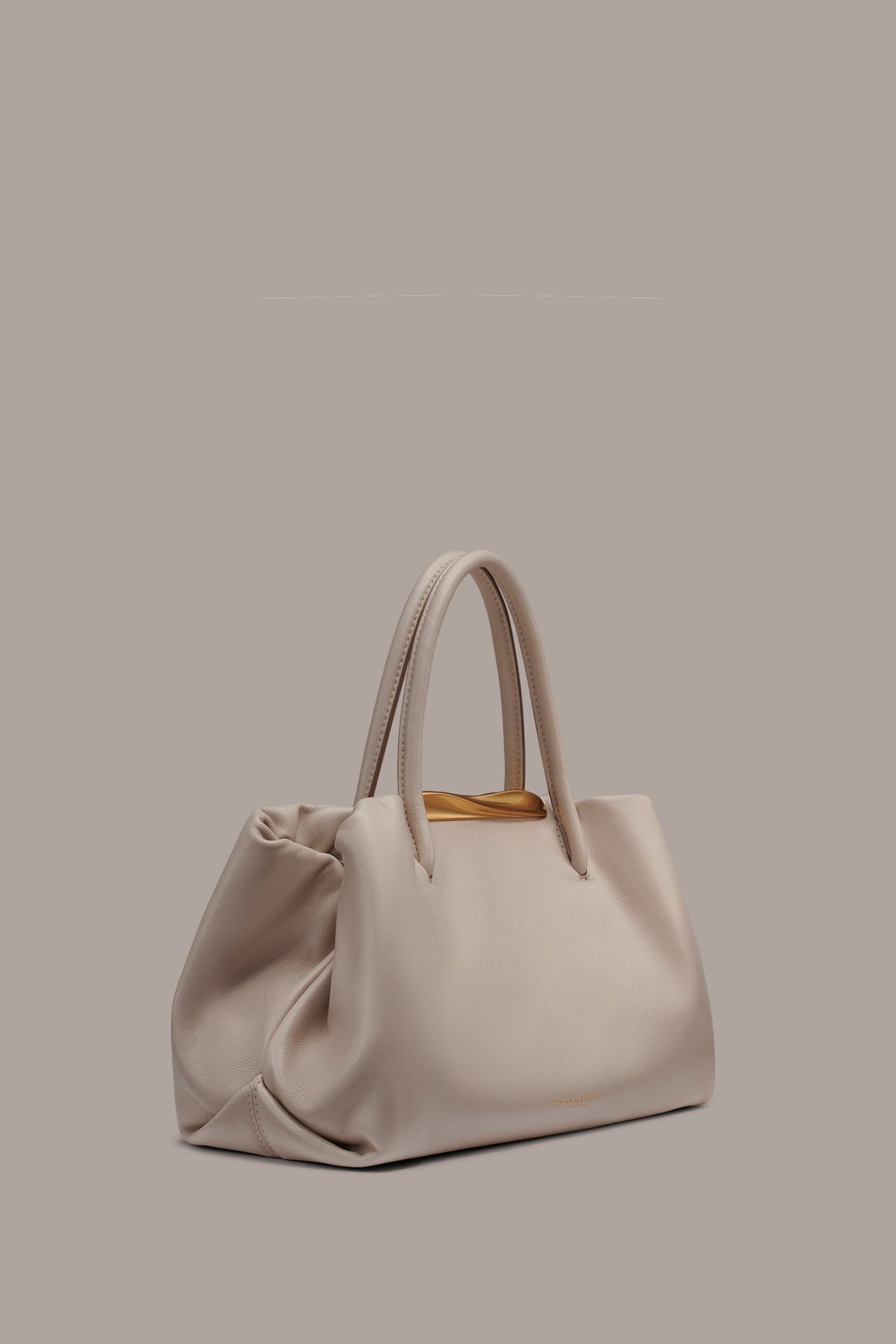 POPLIN LEATHER SATCHEL BAG - Sand