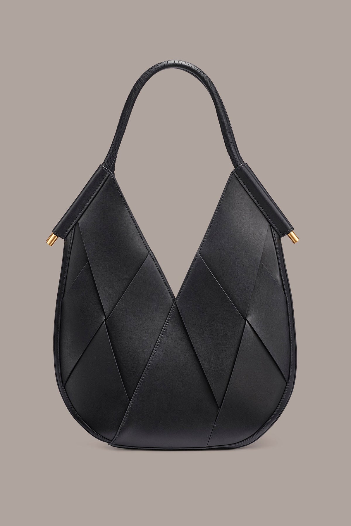 BALDWIN WOVEN LEATHER MINI SHOULDER BAG - Black / Gold