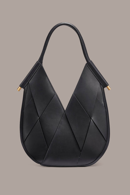 BALDWIN WOVEN LEATHER MINI SHOULDER BAG - Black / Gold