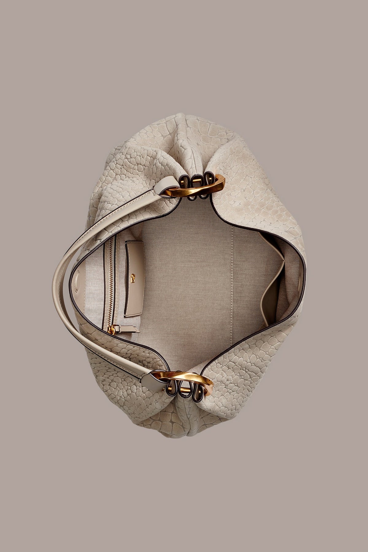 GLENWOOD CROC-EFFECT SUEDE SHOULDER BAG - Moth