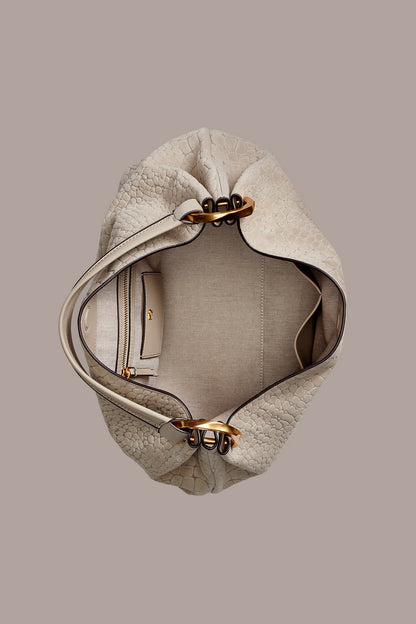 GLENWOOD CROC-EFFECT SUEDE SHOULDER BAG - Moth