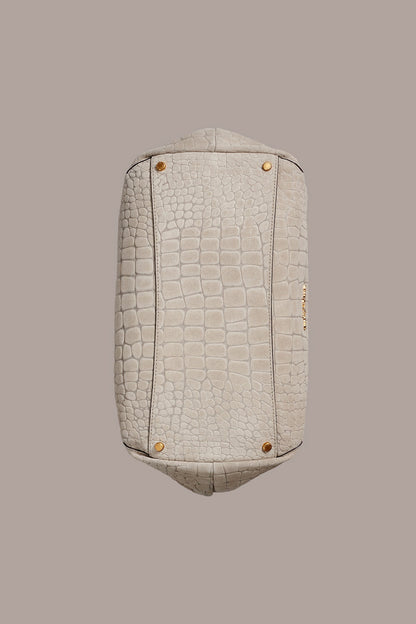 GLENWOOD CROC-EFFECT SUEDE SHOULDER BAG - Moth