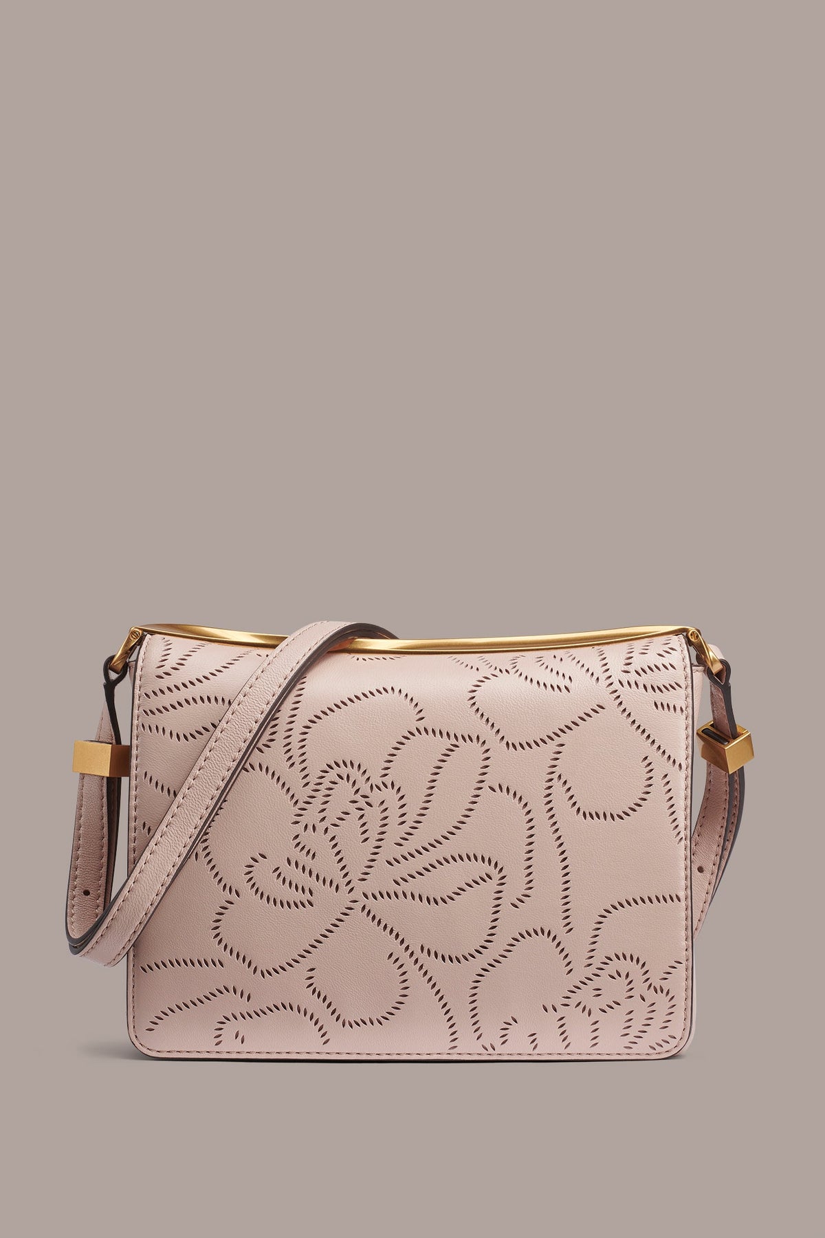 JERICHO FLORAL LEATHER SHOULDER BAG - Snow Petal