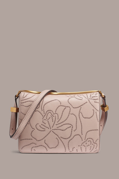 JERICHO FLORAL LEATHER SHOULDER BAG - Snow Petal