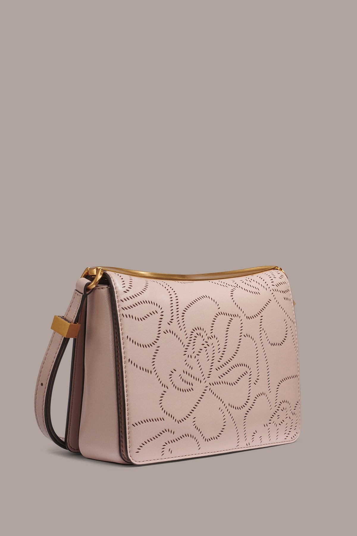 JERICHO FLORAL LEATHER SHOULDER BAG - Snow Petal