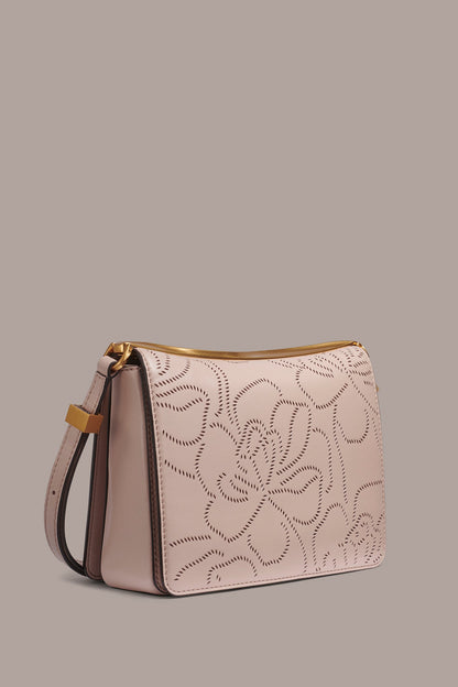 JERICHO FLORAL LEATHER SHOULDER BAG - Snow Petal