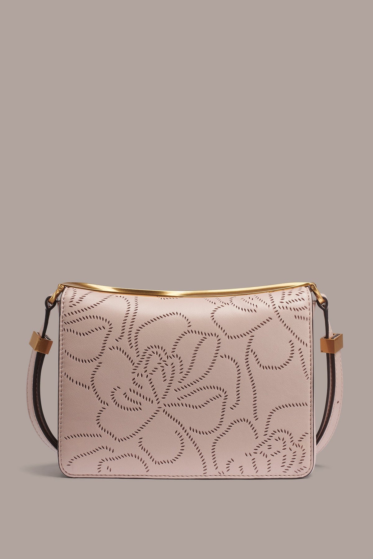 JERICHO FLORAL LEATHER SHOULDER BAG - Snow Petal