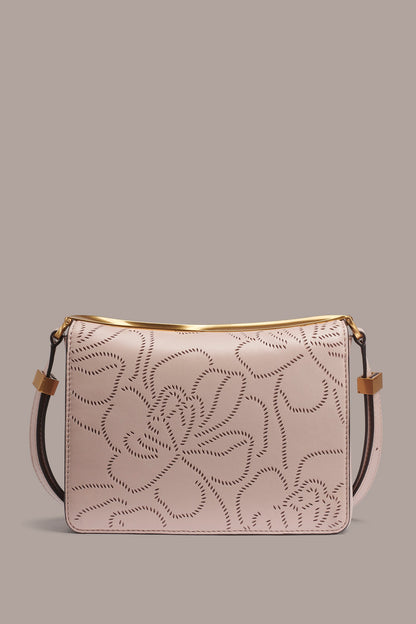JERICHO FLORAL LEATHER SHOULDER BAG - Snow Petal