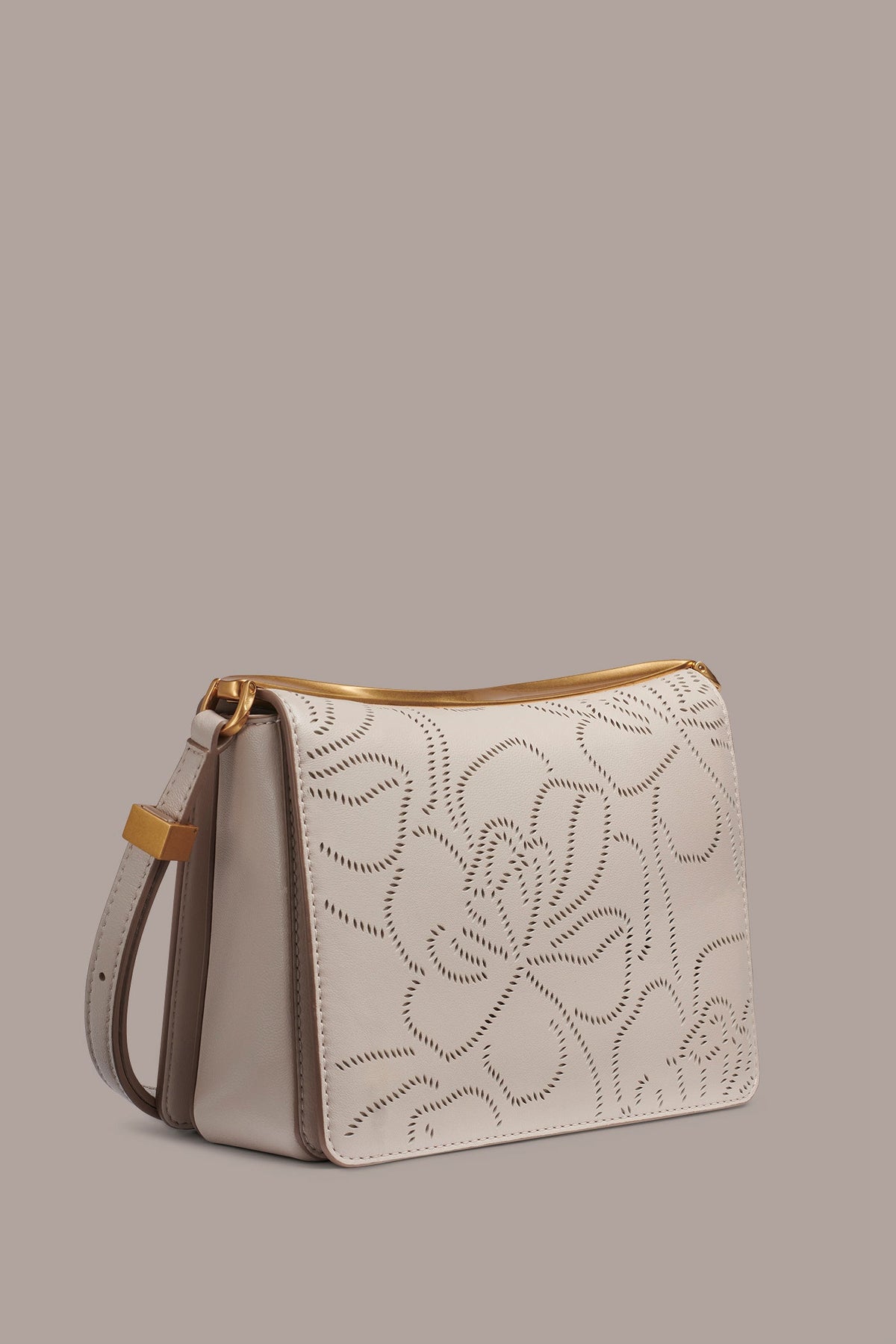 JERICHO FLORAL LEATHER SHOULDER BAG - Sand