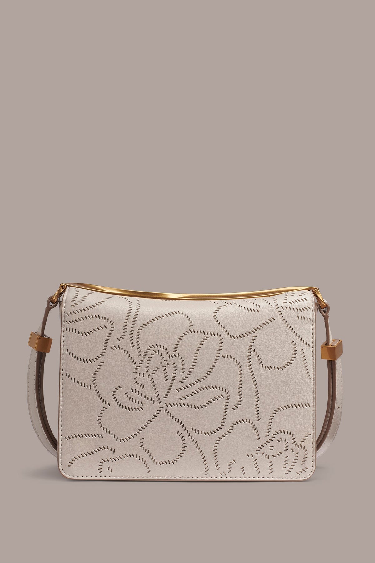 JERICHO FLORAL LEATHER SHOULDER BAG - Sand