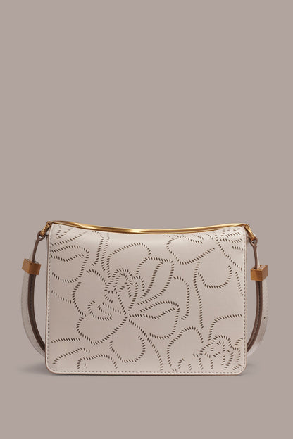 JERICHO FLORAL LEATHER SHOULDER BAG - Sand