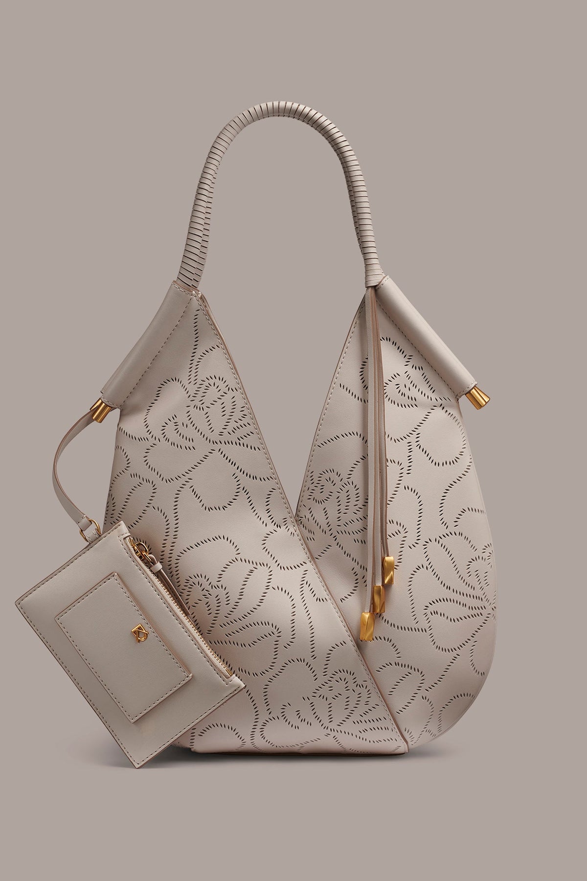 BALDWIN FLORAL LEATHER MINI SHOULDER BAG - Sand