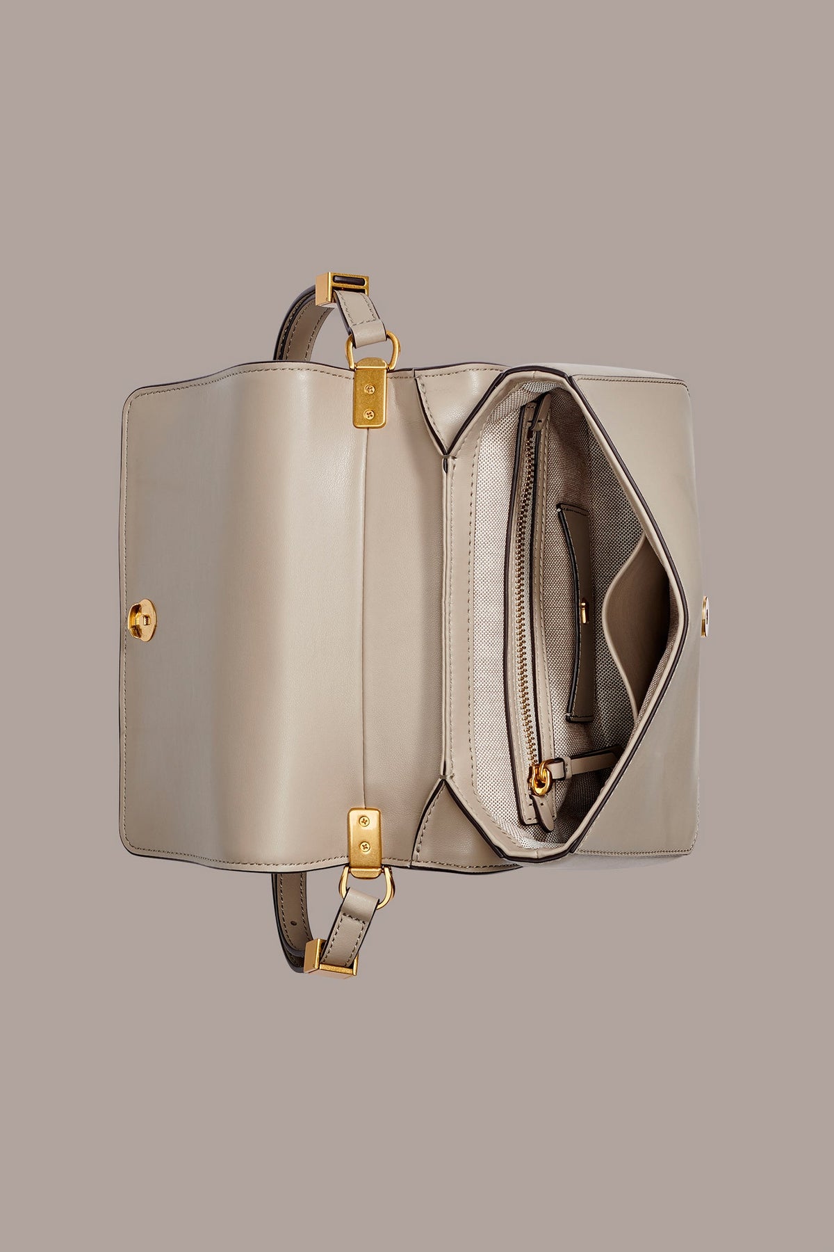 JERICHO CROC-EFFECT SUEDE SHOULDER BAG - Moth