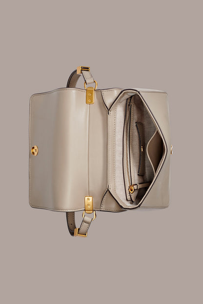 JERICHO CROC-EFFECT SUEDE SHOULDER BAG - Moth