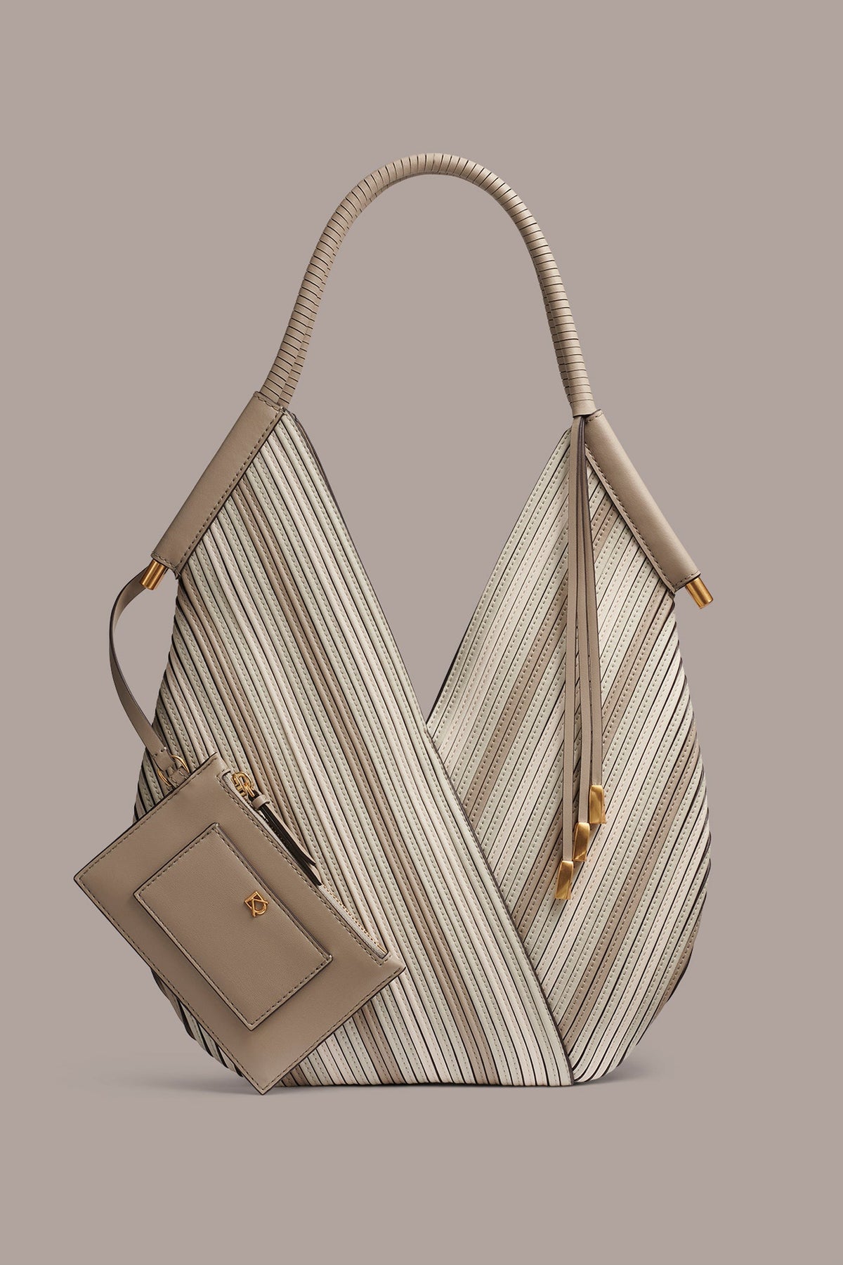BALDWIN CHEVRON LEATHER MINI SHOULDER BAG - Neutral Multi