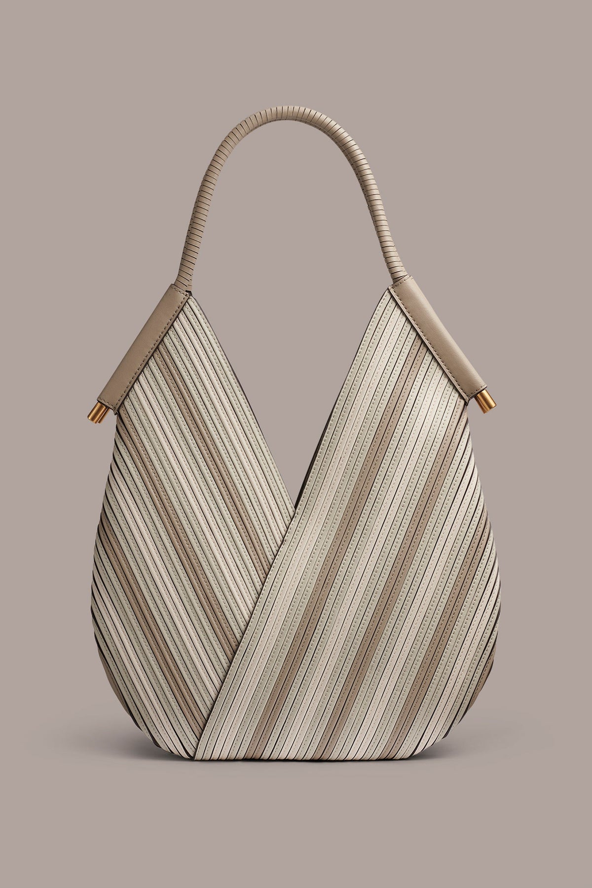 BALDWIN CHEVRON LEATHER MINI SHOULDER BAG - Neutral Multi