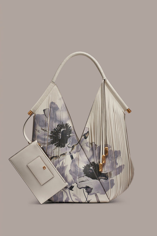 BALDWIN FLORAL LASER-CUT LEATHER LARGE SHOULDER BAG - Bone