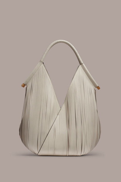 BALDWIN FLORAL LASER-CUT LEATHER LARGE SHOULDER BAG - Bone