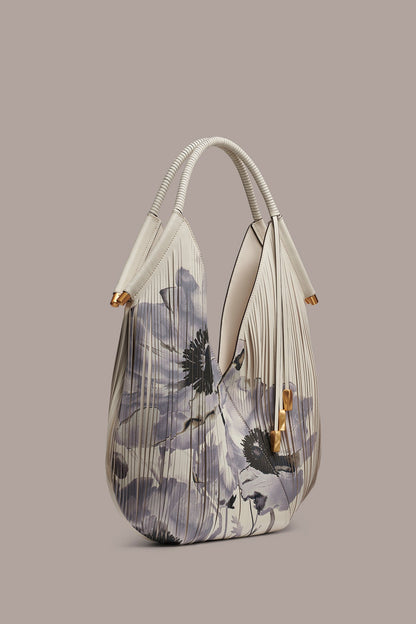 BALDWIN FLORAL LASER-CUT LEATHER LARGE SHOULDER BAG - Bone