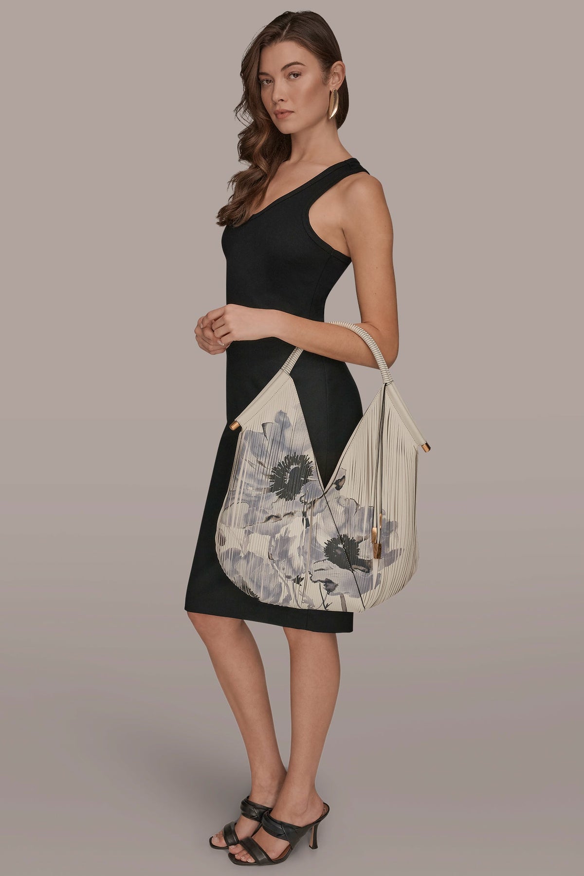 BALDWIN FLORAL LASER-CUT LEATHER LARGE SHOULDER BAG - Bone