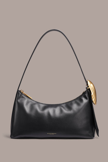 GEORGETTE LEATHER SHOULDER BAG - Black / Gold