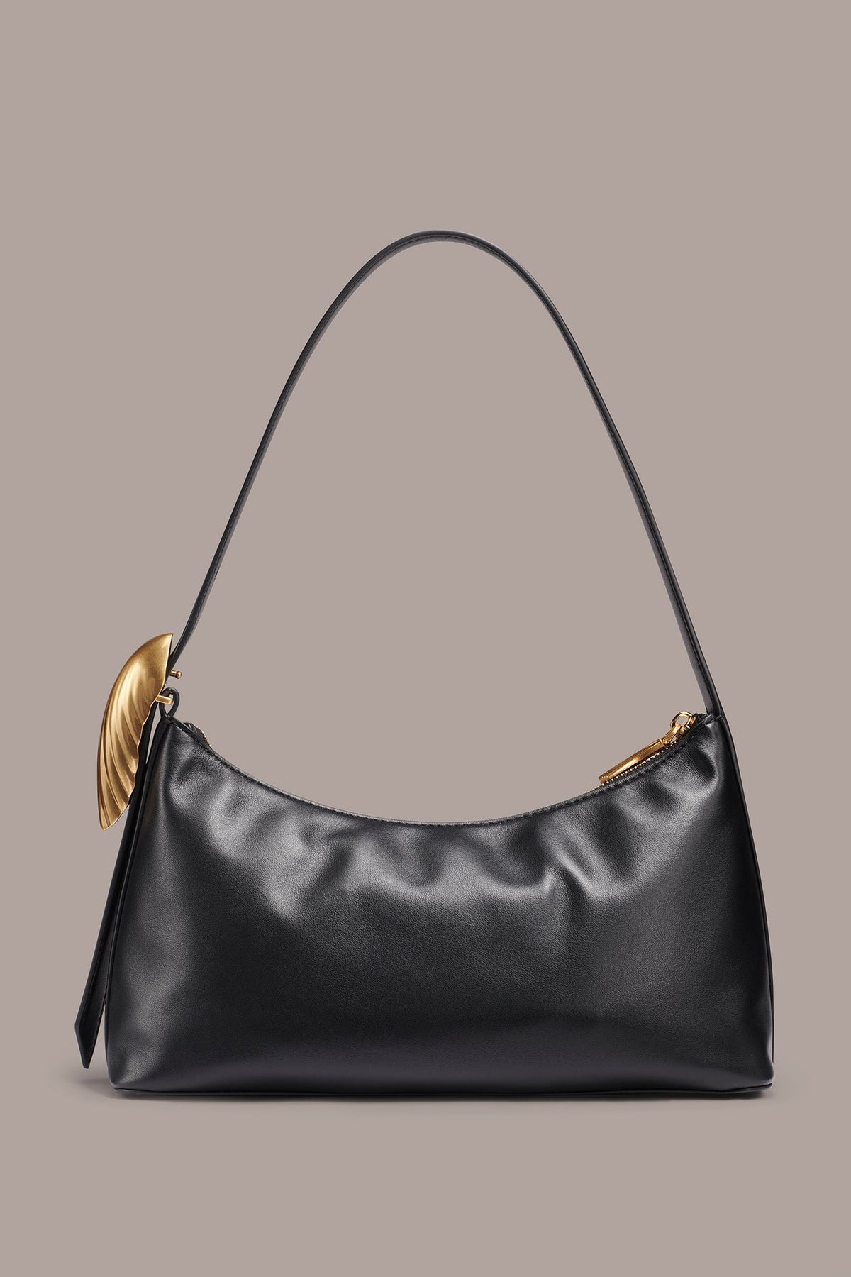 GEORGETTE LEATHER SHOULDER BAG - Black / Gold