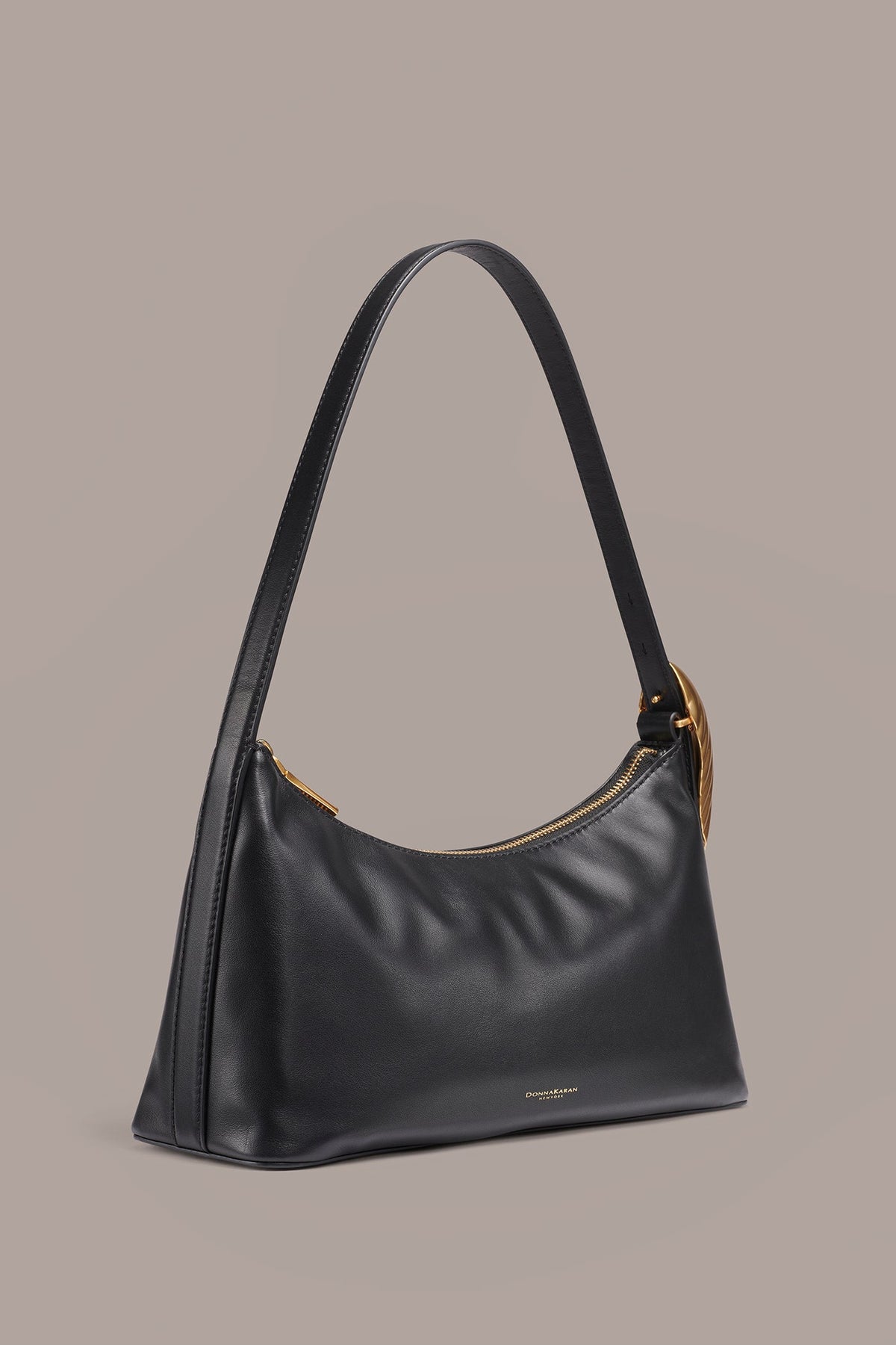 GEORGETTE LEATHER SHOULDER BAG - Black / Gold