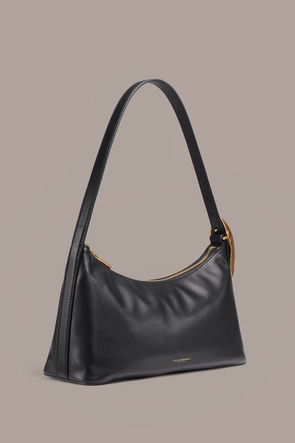GEORGETTE LEATHER SHOULDER BAG - Black / Gold