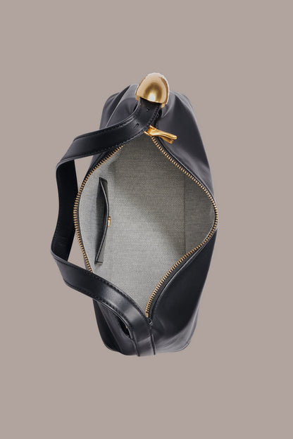 GEORGETTE LEATHER SHOULDER BAG - Black / Gold