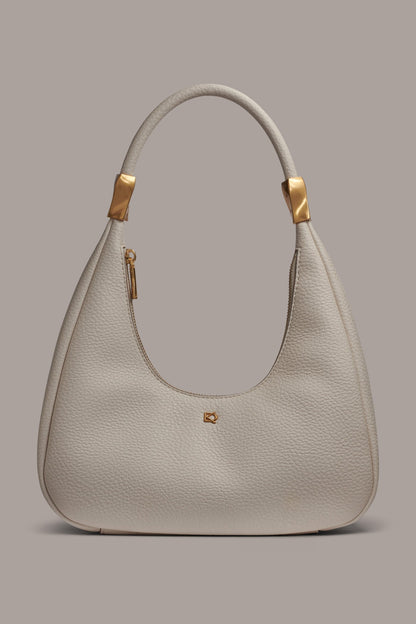 QUOGUE LEATHER SHOULDER BAG - Sand