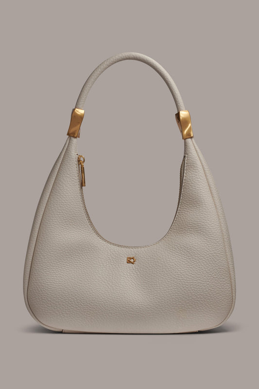 QUOGUE LEATHER SHOULDER BAG - Sand