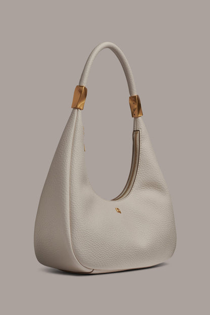 QUOGUE LEATHER SHOULDER BAG - Sand