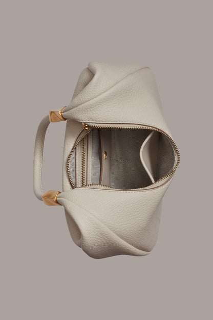 QUOGUE LEATHER SHOULDER BAG - Sand