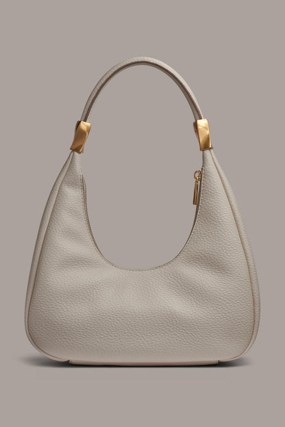 QUOGUE LEATHER SHOULDER BAG - Sand