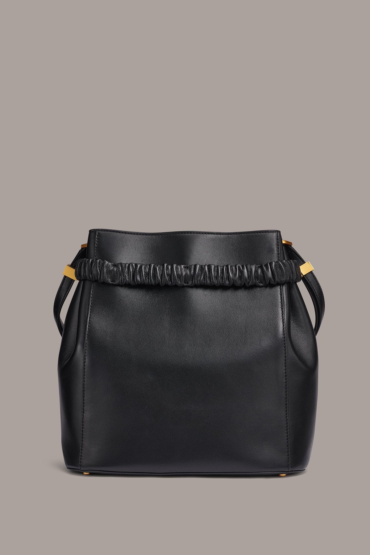 GINGHAM BUCKET BAG - Black / Gold