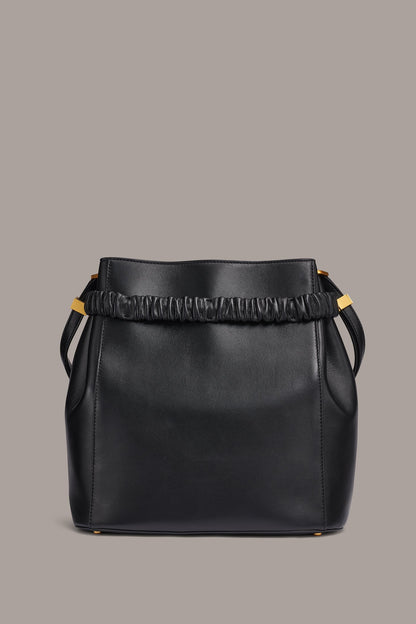GINGHAM BUCKET BAG - Black / Gold