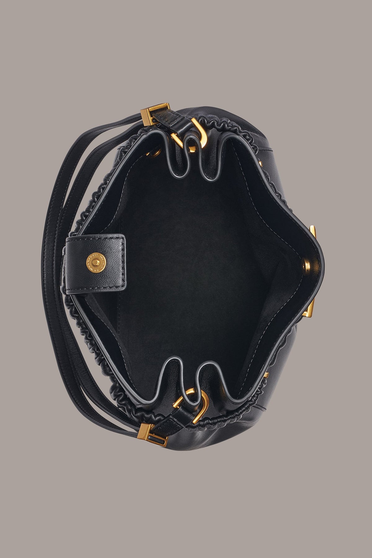 GINGHAM BUCKET BAG - Black / Gold