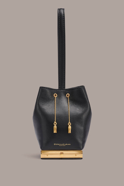 SISAL LEATHER CLUTCH - Black / Gold