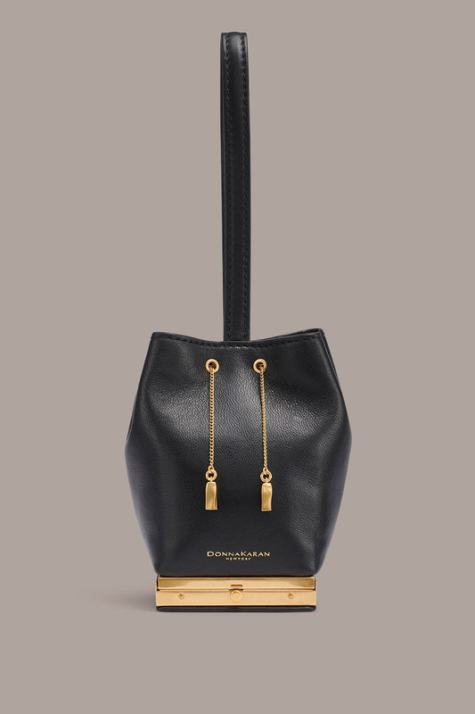 SISAL LEATHER CLUTCH - Black / Gold