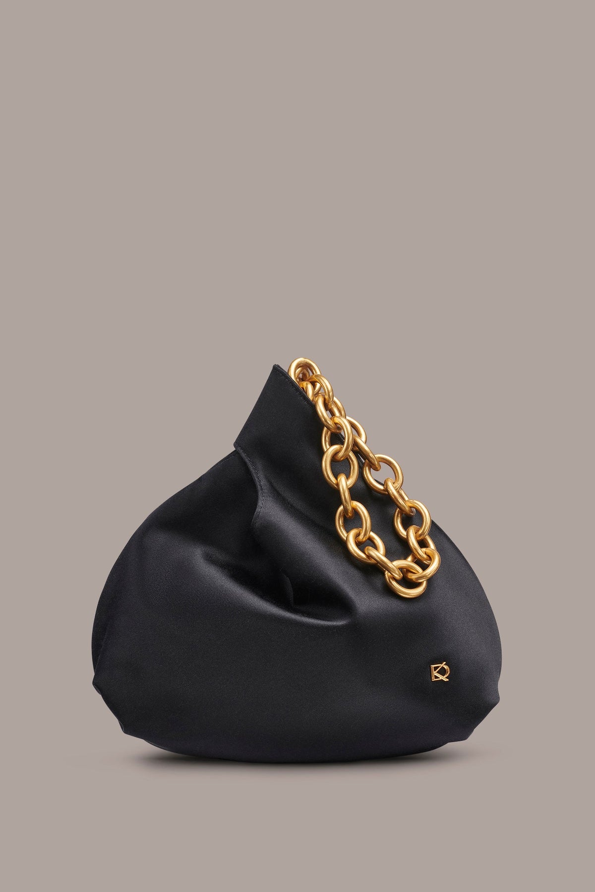 LAWRENCE SATIN WRISTLET - Black / Gold