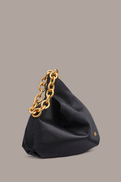 LAWRENCE SATIN WRISTLET - Black / Gold