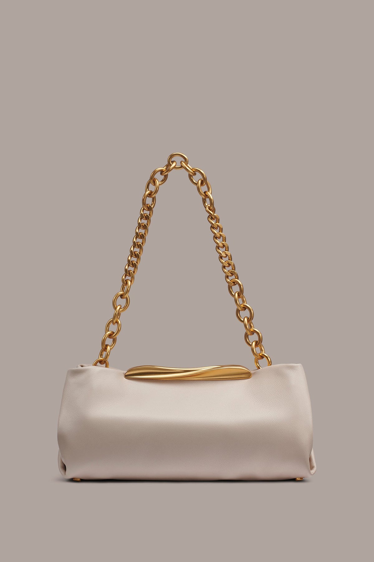 POPLIN LEATHER CLUTCH - Sand