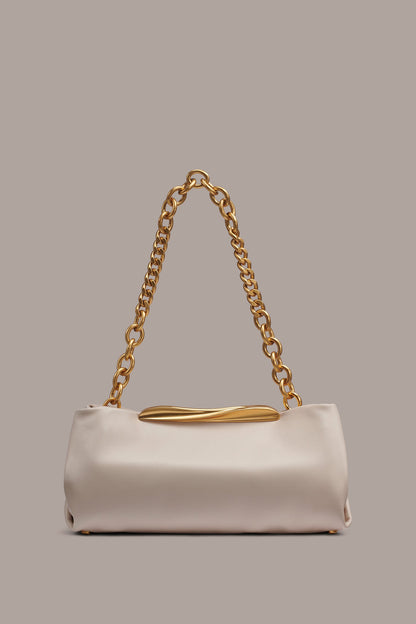 POPLIN LEATHER CLUTCH - Sand