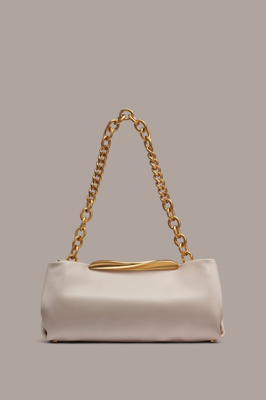 POPLIN LEATHER CLUTCH - Sand
