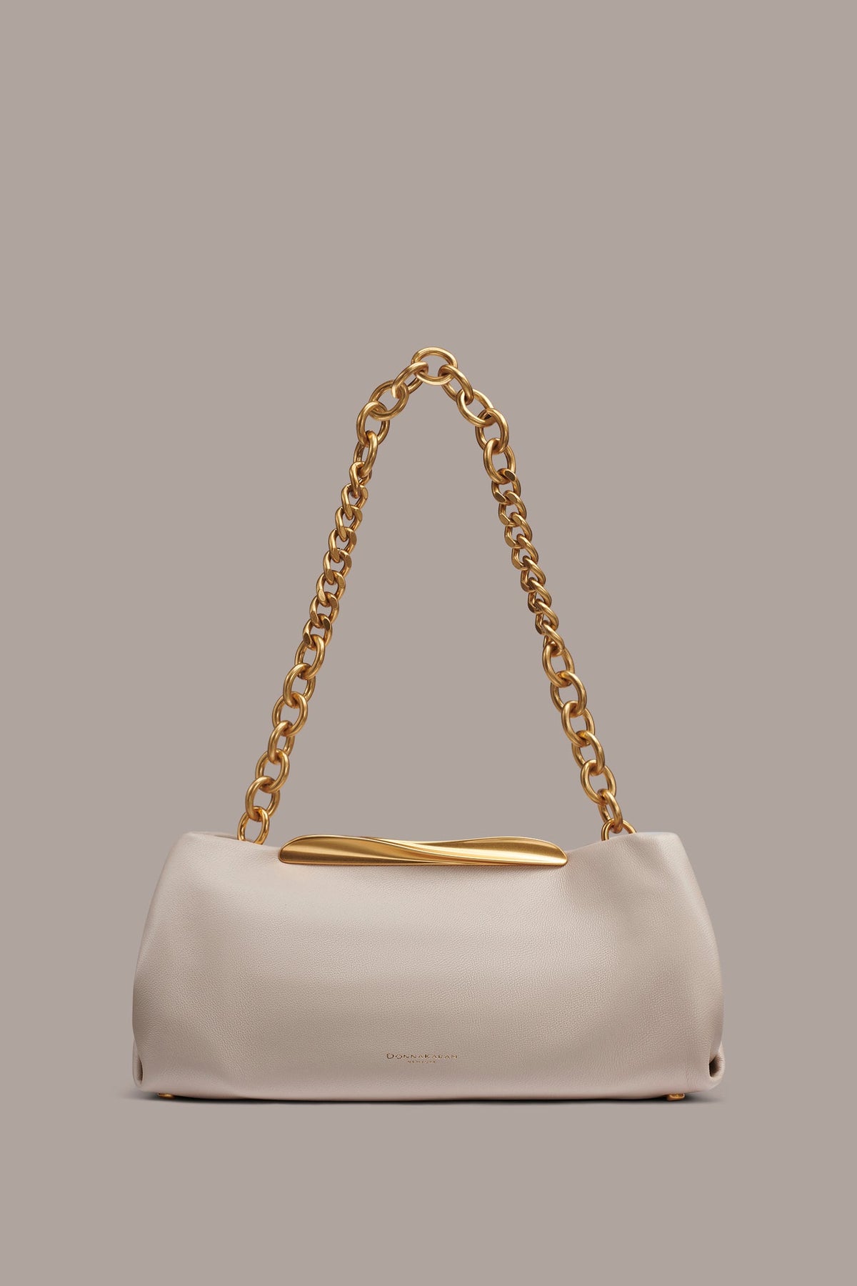 POPLIN LEATHER CLUTCH - Sand