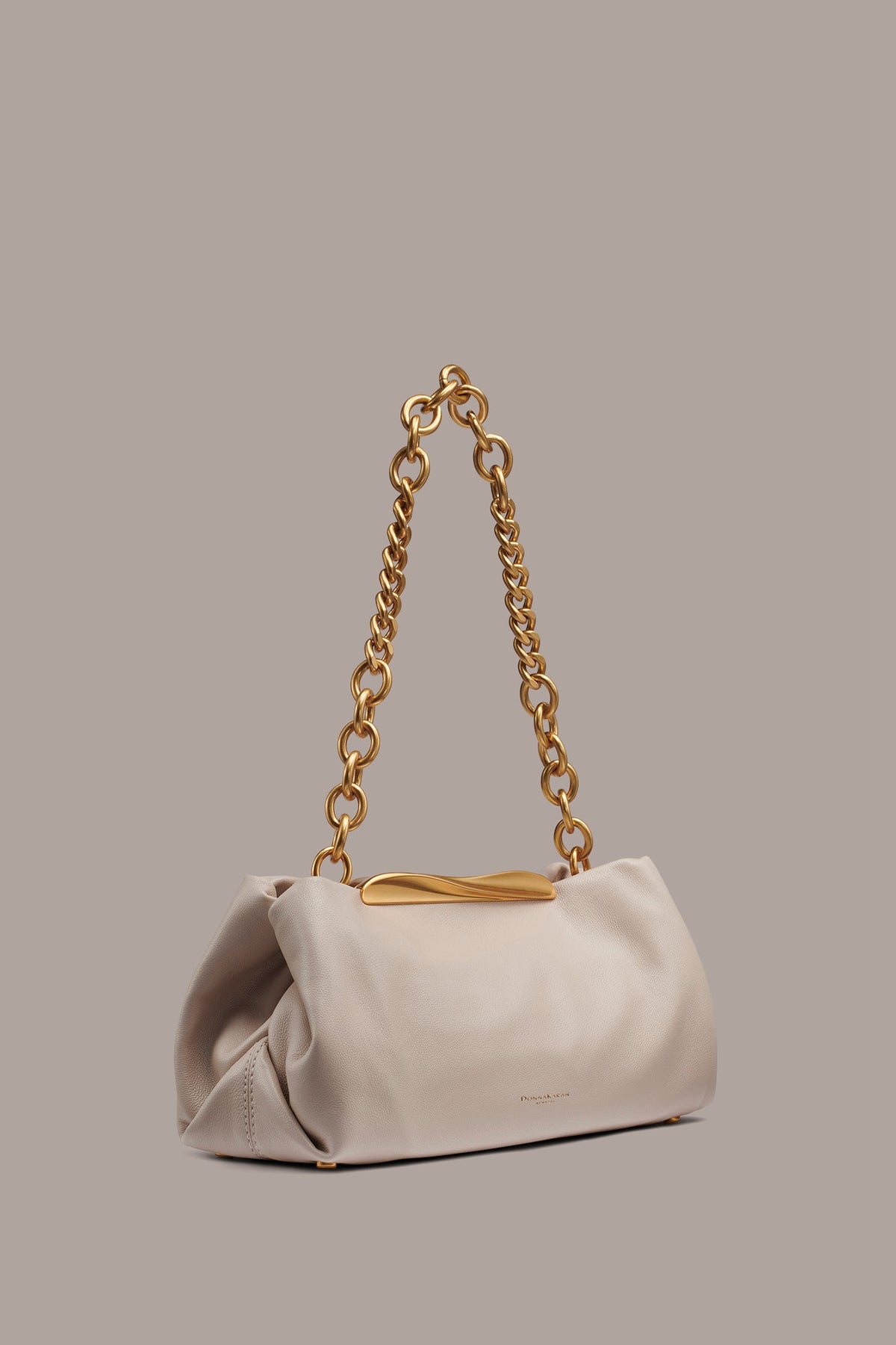 POPLIN LEATHER CLUTCH - Sand